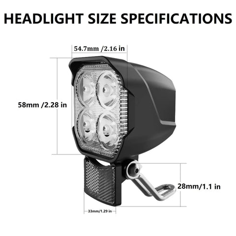 Front Light With All In One Horn For E Bikes And E Scooters Bright LED Headlight With 80dB To 100dB Horn And Waterproof 3 Pin Connector Perfect For Night Riding Works With 36V 48V 12V To 60V Electric Bikes