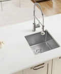 Undermount Stainless Steel Kitchen Sink, 17 Inch, Single Bowl, 0.75 Inch Radius Corners, Heavy-Duty 16 Gauge, 304 Grade, top view