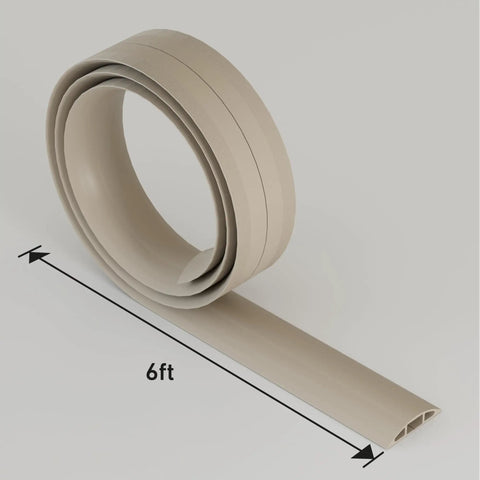Beefed-Up Floor Cord Cover 6-Foot Cable Protector For Home Or Office Hide Extension Cords And Prevent Trip Hazards Flexible PVC Beige Cable Hider Coils Flat And Cuts To Size Ideal For High Traffic Areas Keeps Cables Safe From Pets And Kids, 6ft beige