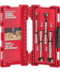 Workshop Ready Four Piece Forstner Bit Set For Wood Hole Cutting Heavy Duty Drill Accessory Built Tough As Nails To Plow Through Hardwood Like Warm Butter On Any Job Site in red case