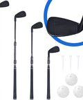 Retractable Metal Shaft Golf Chip Club With Durable ABS Head for Indoor Outdoor Practice, shown with foam balls and tees.