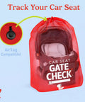 Go To Gate Check Car Seat Travel Bag For Airplane Lightweight Protective Cover For All Baby And Infant Car Seats Airport Essentials For Gate Check AirTag Compatible Red with car seat inside