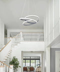 Dope LED Chandelier Pendant With Remote, Dimmable 3000K-6000K Spiral Acrylic Light for high ceilings shown in modern hall