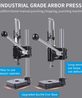 Leather Hole Puncher Handy Punching Machine Manual Press with Drill Chuck for DIY Leather Craft Multifunction Punch Tool