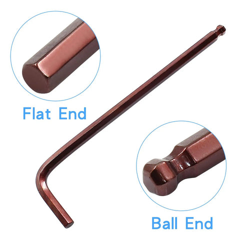 Go To 5mm Hex Key Wrench Set showing flat and ball ends, ideal for bike and furniture repair, with extended reach for deep work