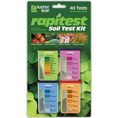 Soil Test Kit Pack For Home Gardens And Lawns, 40 Tests Per Kit, Five Pack, colorful packaging with pH and nutrient tests