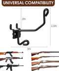 Gun Rack Wall Mount Kit With 12 Vinyl Coated Steel Hooks for slatwall, pegboard and gridwall displaying various rifles
