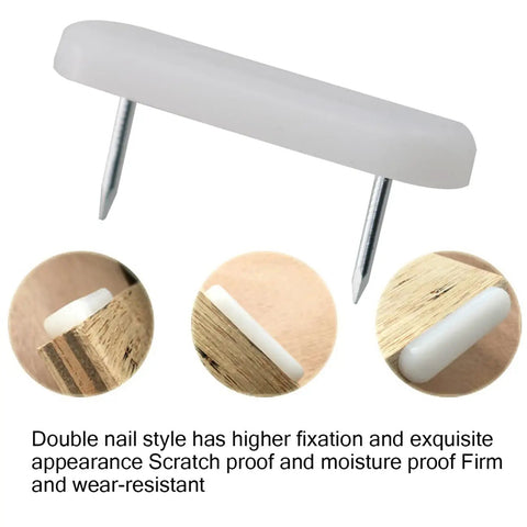 50 Pack Nail On Chair Sliders With Plastic Head For Hardwood Floors, PTFE Thick Pad Floor Protectors, Double Needle Pins