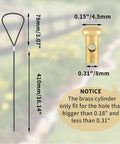 2 Pack Gate Latch Cable Kit With Black Springs Adjustable Door Latch Opener For Metal Or Wooden Fences And Garden Gates Stainless Steel Cables End Caps Brass Cylinders And Wrench Included shown with brass cylinder and dimensions