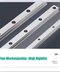 Close-up of 9mm LML9B Miniature Linear Rail With Bearing Steel Rail Block, showcasing high rigidity and fine workmanship