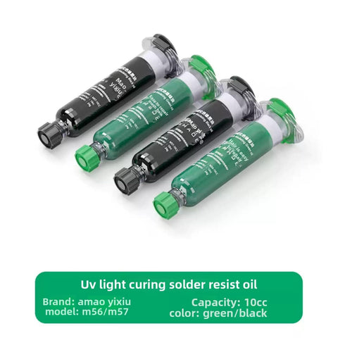 DIY Ready UV Curing Solder Mask Ink Set For PCB Repair Two Bottles In Black And Green with 10cc Capacity