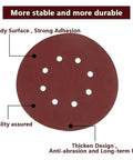 50 Pcs 5 Inch 125mm Wet Dry Sanding Discs With Eight Holes For Wood Metal Polishing And Surface Smoothing Tasks, showing sandy surface and holes.
