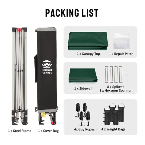 Packing list for 10x10 Pop Up Canopy Tent With One Side Wall For Beach Parties Camping And Events Fast One Push Centerlok Setup