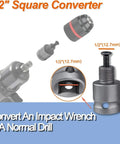 Keyless Drill Chuck Set Heavy Duty Pro Grade One Half Inch 20UNF With SDS Plus Shank shown installed with wrench adapter