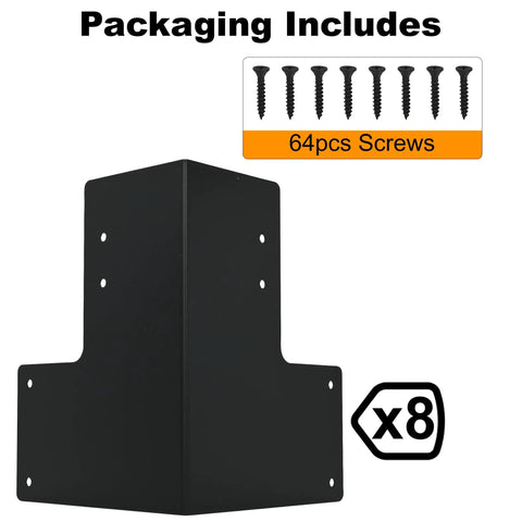 Heavy Duty Steel Workbench Corner Brackets Kit With Screws, 8 Pack, 4x4 Brackets For DIY Tables, Planer Stands, Workshop Shelves, Gazebos, And Woodworking Projects