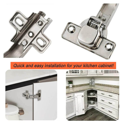 Two Pack 135 Degree Lazy Susan Concealed Cabinet Hinges For Corner Kitchen Cabinets Full Overlay Self Closing Hidden Door Hardware Durable Steel Replacement Hinges For Cupboards And Folded Doors installed on a kitchen cabinet