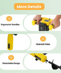 Cordless Electric Post Hole Digger With 11 By 3 Inch Auger Bit showing ergonomic handles, heat-sink holes, detachable design