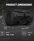 Waterproof Bike Handlebar Bag Front Mount With Dual Zippers Storage Pouch for Commuting and Weekend Rides, dimensions display