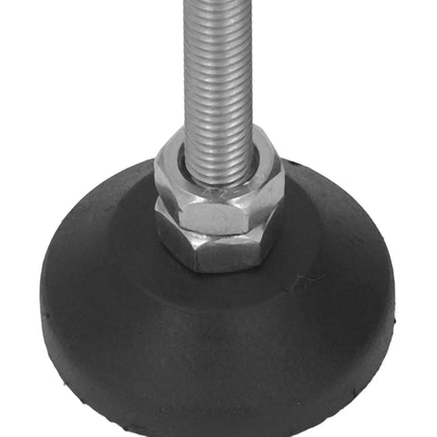 Heavy Duty Adjustable Leveling Mounts With 50mm Rise M6 Thread Rubber Base Glide Pads close-up angle