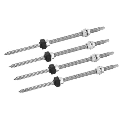 Heavy Duty 4 Pack Stainless Steel Solar Panel Mounting Screws Rock Solid Photovoltaic Bracket Fasteners For Rooftop PV Arrays And Metal Roofs Built Tough, close-up view.