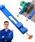 Adjustable Circular Saw Guide Base Clamp For Pro Grade Precision Wood Milling And Cutting Tasks In Blue Durable ABS Construction Stable Rail Guide For Accurate Cuts Quick Setup And Reliable Positioning displayed with saw and operator