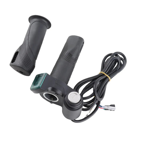 Electric Throttle Grip With Ignition For Scooters And E Bikes, Plug And Play Universal Handlebar Speed Controller, Volt Meter Readout