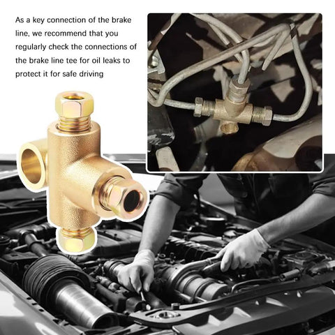 Rustproof Copper Brake Line Tee Union With Three Inverted Male Nuts For Three Way Brake Line Fittings car engine brake line view