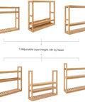 Bamboo 3 Tier Wall Mount Over Toilet Shelf Rack Adjustable Space Saving Storage options displayed, five adjustable positions.