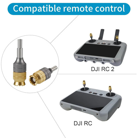 Beefed Up Aluminum Extension Joysticks For DJI RC Controllers, Adjustable Thumb Sticks From 0.98 To 1.22 Inches shown with DJI RCs