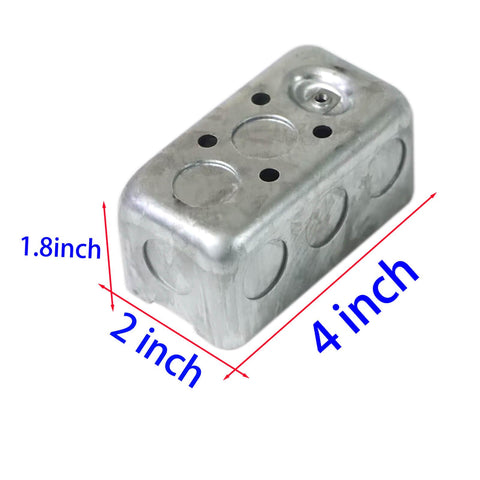12 Pack Galvanized Rugged Single Gang Metal Electrical Box Kit With Ten Half Inch Knockouts And Six Side Knockouts Raised Ground Thirteen Cubic Inches Capacity One And Seven Eighths Inch Deep Junction Box, 4x2 inch galvanized metal box shown with 1.8 inch depth