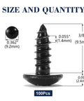 Heavy Duty 8 By 3 8 Truss Head Wood Screws With Phillips Recess 304 Stainless Steel Self Tapping Fasteners Black Oxide Finish 100 Pack size dimensions