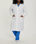 Relaxed Fit Unisex Full-Length Lab Coat With Snap Front And Two Spacious Pockets, Durable Workwear Coat for medical professionals