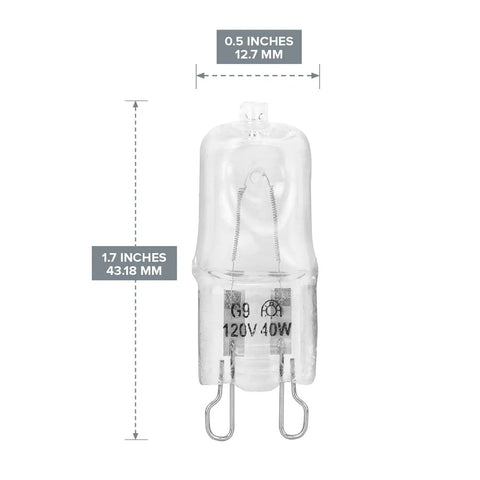 Clear Lens 40W G9 120V Halogen Bulbs Set Of 10 For Hanging Pendants And Chandeliers Sconces And Down Lamps JD T4 Type Warm 2700K High CRI No Blue Light