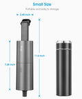 Slick Cordless Mini Handheld Vacuum With Killer Two In One Suction And Air Blaster Mode, size comparison on display.