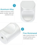 Close-up of matte white aluminum alloy kitchen cabinet handles; focuses on material and craftsmanship, 12 Pcs Matte Single Hole Cylindrical Cabinet Door Handles, Drawer Pulls For Kitchen Cabinets And Wardrobes, Slick Modern Furniture Grips, Replacement Hardware For Kitchen And Bathroom Cabinets shown.