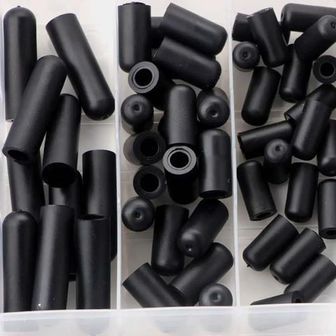 Super Cool 80-Piece Rubber Vacuum Line Cap Assortment With Six Sizes Of Hose Ends For Carburetor Manifold Automotive And High Temp Sealing Blocks For Tough Engine Bay Jobs, rubber caps in organizer tray