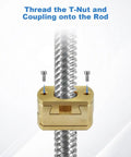 Z Axis Coupler for Dual Z T8 Lead Screw 8mm Rod attached to rod with screws, Oldham style brass connector for 3D printers