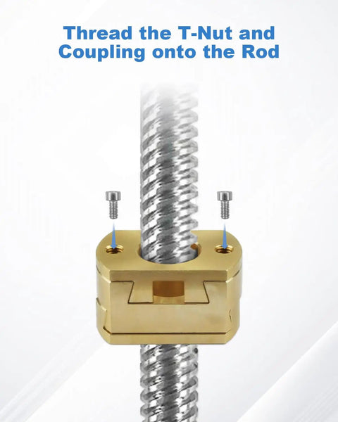 Z Axis Coupler for Dual Z T8 Lead Screw 8mm Rod attached to rod with screws, Oldham style brass connector for 3D printers