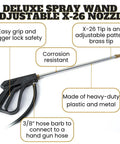 Deluxe spray wand with adjustable X-26 nozzle for 65 Gallon UTV Sprayer With 7 Nozzle Folding Boom 140 Inch Spray Width 4 GPM