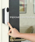 Hand pressing button on Google Nest Doorbell with Horizontal Adjustable Mount for 35-55 degree tilt, not for wired models.