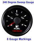 All Black 52mm Marine Fuel Gauge 0-90 Ohm Level Gauge With Smooth Sweep Needle And Stainless Bezel 2-1/16 Inch Boat Fuel Monitor Replacement For Offshore And Freshwater Use, black 52mm fuel gauge front view
