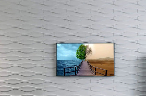 Wave Wall Panels 19.7 Inch Square Pack Of 12 White PVC Panels for Living Room and Kitchen DIY Friendly Fire Resistant Lightweight