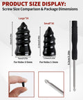 Screw size comparison and screwdriver for Self Service Tire Repair Kit With 60 Piece Rubber Nail Plugs And Screw Type Plugs Plus Screwdriver