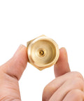 Close-up of Beast RV Brass Blow Out Plug Adapter 3/4 Inch GHT Female And Male Garden Hose Quick Connect for winterizing