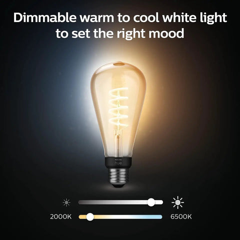 Smart Filament LED Bulbs 4 Pack 40W Equivalent ST19 E26 Indoor White Ambiance Warm To Cool Light 550LM with dimming feature
