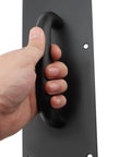 Stainless Steel Door Handles Set, 4 Pack, 12x4 Inches, Black Finish, Pull And Push Plates With 24 Screws, Commercial Grade Handles For Office, Home, And Retail Doors on black plate