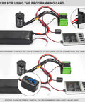 Upgrade 60A Brushless ESC And S3650 4300KV Motor With 3.175mm Shaft Kit shown with programming card connected