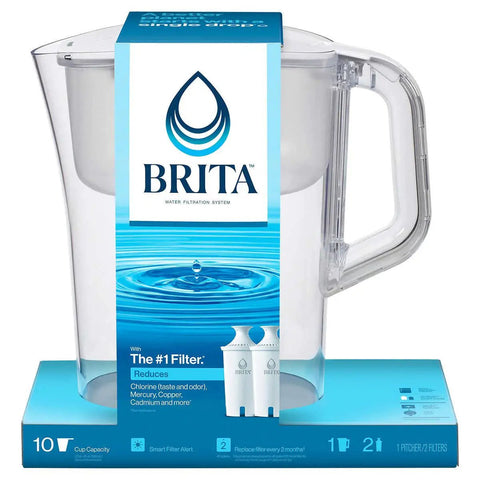 Large 10 Cup Water Filter Pitcher With SmartLight Filter Reminder, Includes Two Standard Filters, BPA Free, White