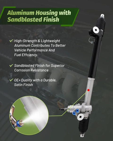 Direct Fit Steering Rack And Pinion Assembly For 2002-2009 Trailblazer Envoy Rainier Isuzu Ascender Saab 9-7x Premium OE Replacement 221014 with aluminum sandblasted finish
