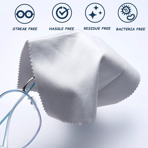 Microfiber cleaning cloth, gray, 6x7 inches, lint-free for eyeglasses and screens